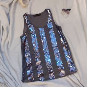 Gray sequenced tank top